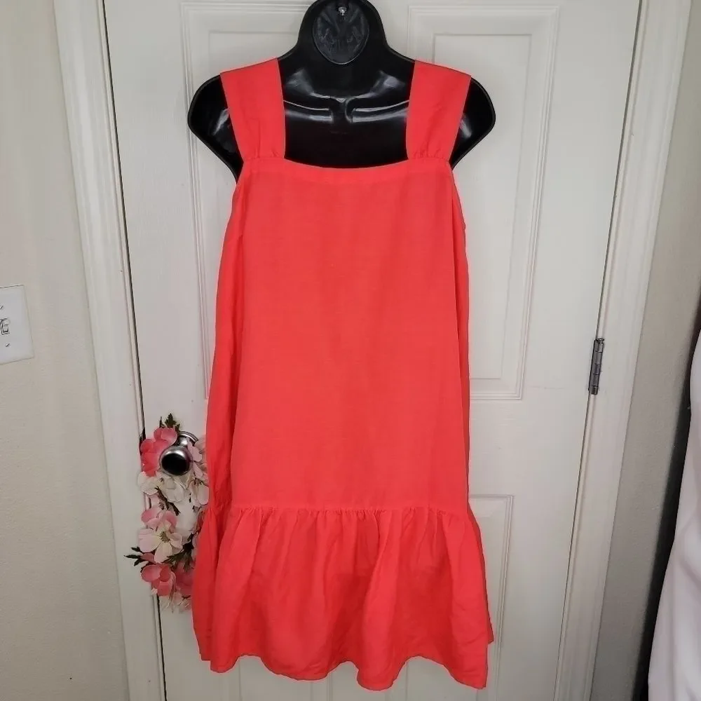 Loft sleevless linen blend mini flounce dress size small